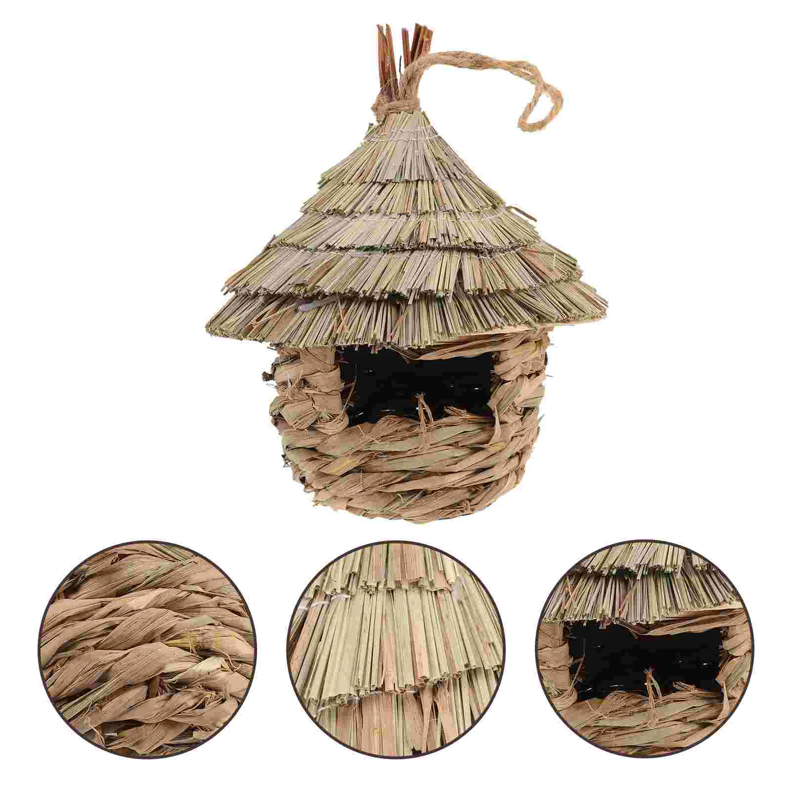 

Bird House Parrotbirdhousesplant Aquarium Live Duckweed Straw Hanging Hummingbird Houses Bed Natural Hut Lifelike Delicate