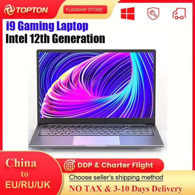 i9 Gaming Laptop 15.6'' IPS Ultrabook 12th Gen Intel Core i7 i5 1240P Windows 11/10 Notebook Fingerprint Unlock Backlit Keyboard