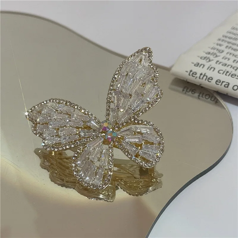 

The New Alloy rhinestone Sweet bow-knot hairpin spring clip Zircon bangs clip side clip girl headdress Jaw Clips Hair Jewelry