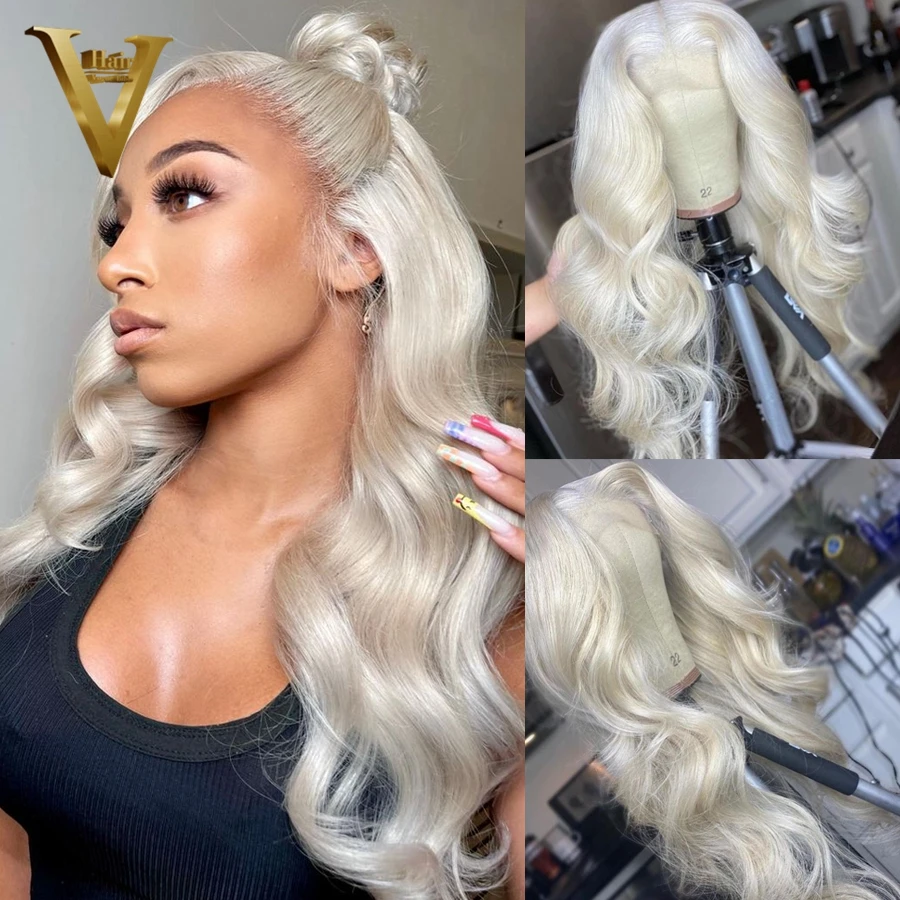 Парик женский белый светлый на сетке передний парик с прозрачными натуральными