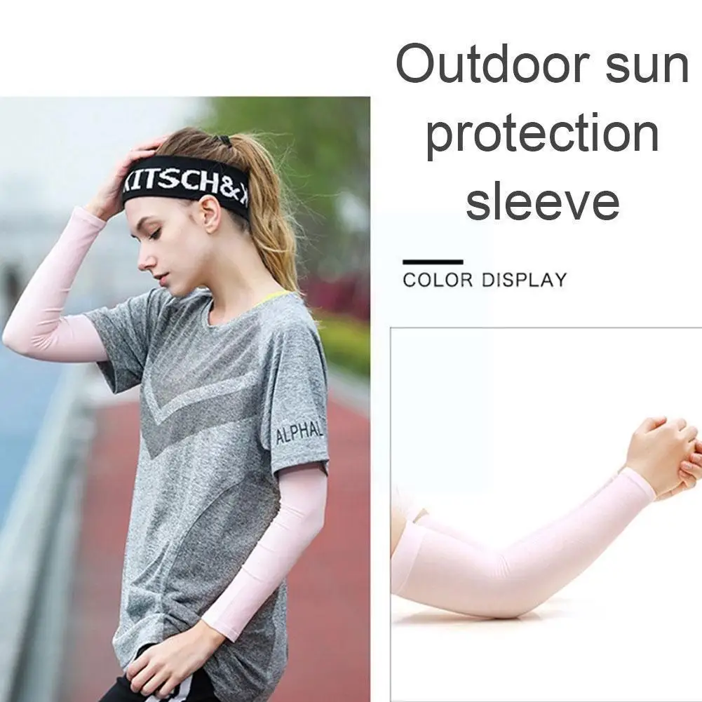 

1 Pair Ice Silk Sleeve Sunscreen Sleeve Summer UV Protection Elastic Outdoor Gloves Summer Ice Long Riding Armguard S6W3
