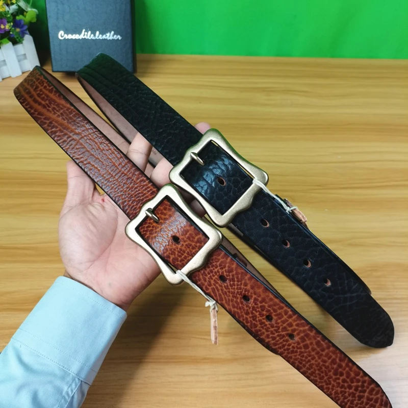 

Men's Belt Full Grain Genuine Leather Belt Vintage Casual Jeans or Dress Classic Belt Buckle Dress Belt