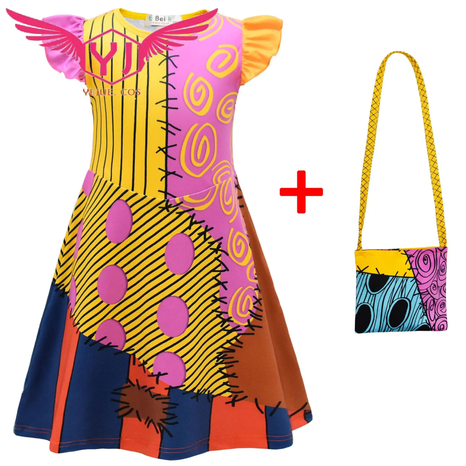 

The Night Sally Cosplay Costume Before Christmas Cartoon Printed Children's Clothing For Girls Christmas Halloween Fancy Dress