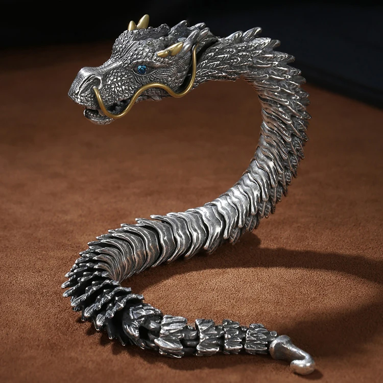 

YS Handmade Three-dimensional Bracelet Men's Trendy Personality Domineering Retro Faucet Collection-level Smart Dragon Bracelet