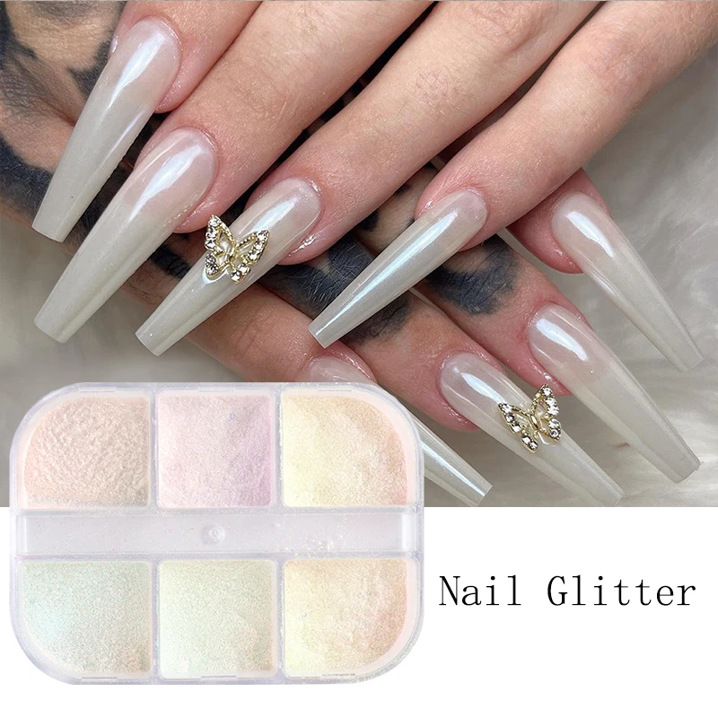 

Блестящий пигмент для дизайна ногтей Цвет Белый Фиолетовый Блестящий пыль хромированная синяя маникюрная голографическая Декорация