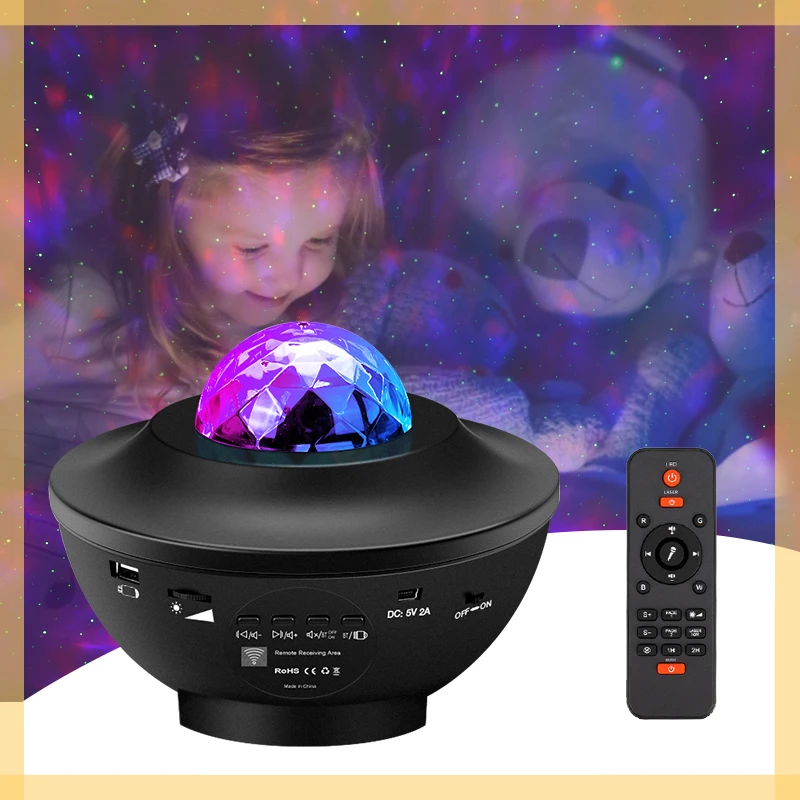 

Проектор звездного галактического неба, ночник с океанскими волнами, поворотный, звездное небо, декоративная лампа, розовое украшение для с...