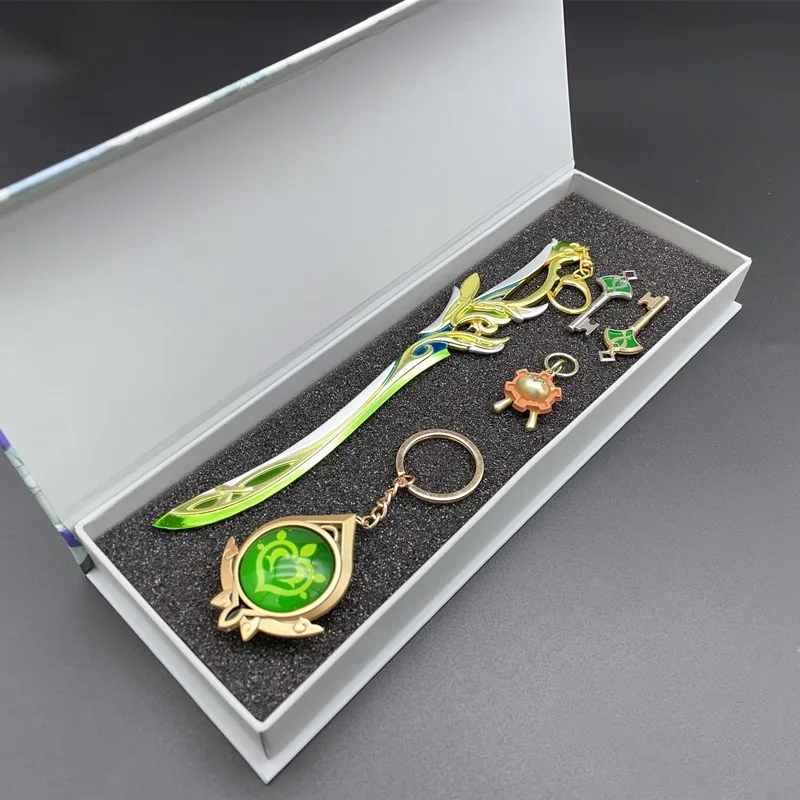 

Anime Genshin Impact Figure Weapon Keychain Alhaitham Sword Prop Little Lion Toy Gift Boxs Packaging Vision Metal key Ring