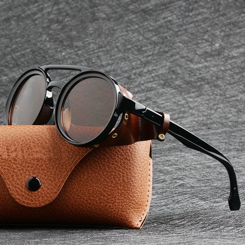 Vintage Retro Round Sunglasses for Mens Womens Cyber Punk Glasses Gothic Steampunk Sunglasses UV400 Glasses Oculos de sol