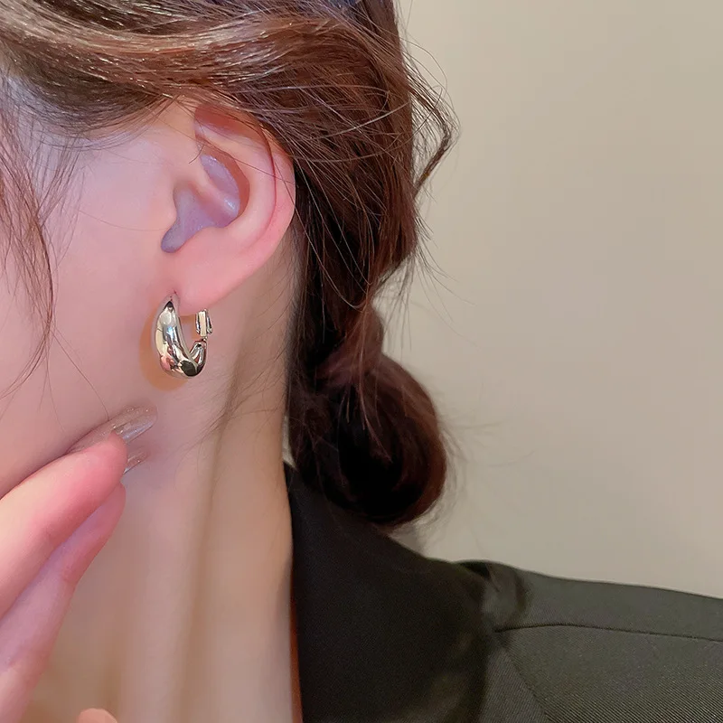 

U-Magical Korean Fashion Gold Silver Color Circle O Shape Hoop Earings for Women Geometric Metal Earings Jewellery Pendientes