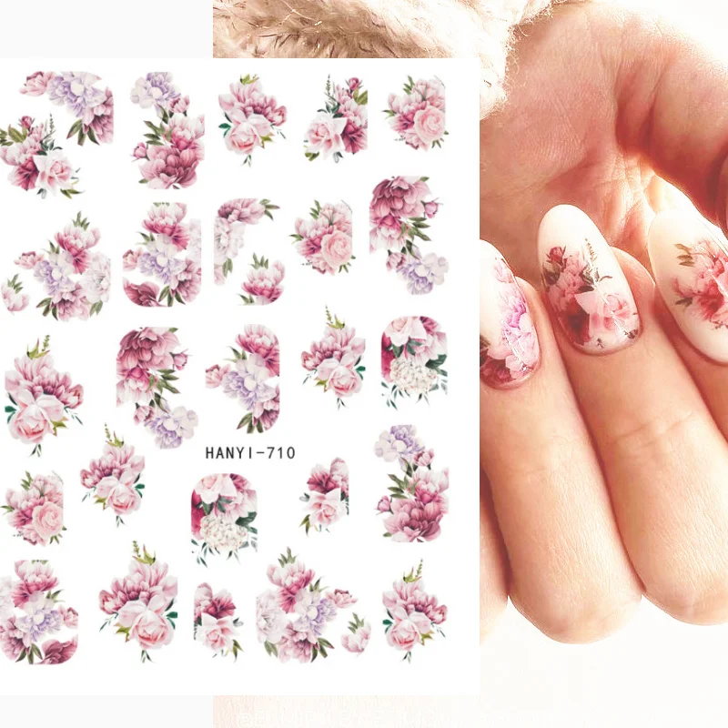 Nail Decal Stickers Classic semi-permeable floral Beauty Elegant Rose Nail stickers Nail Decoration For Nail Tips Beauty