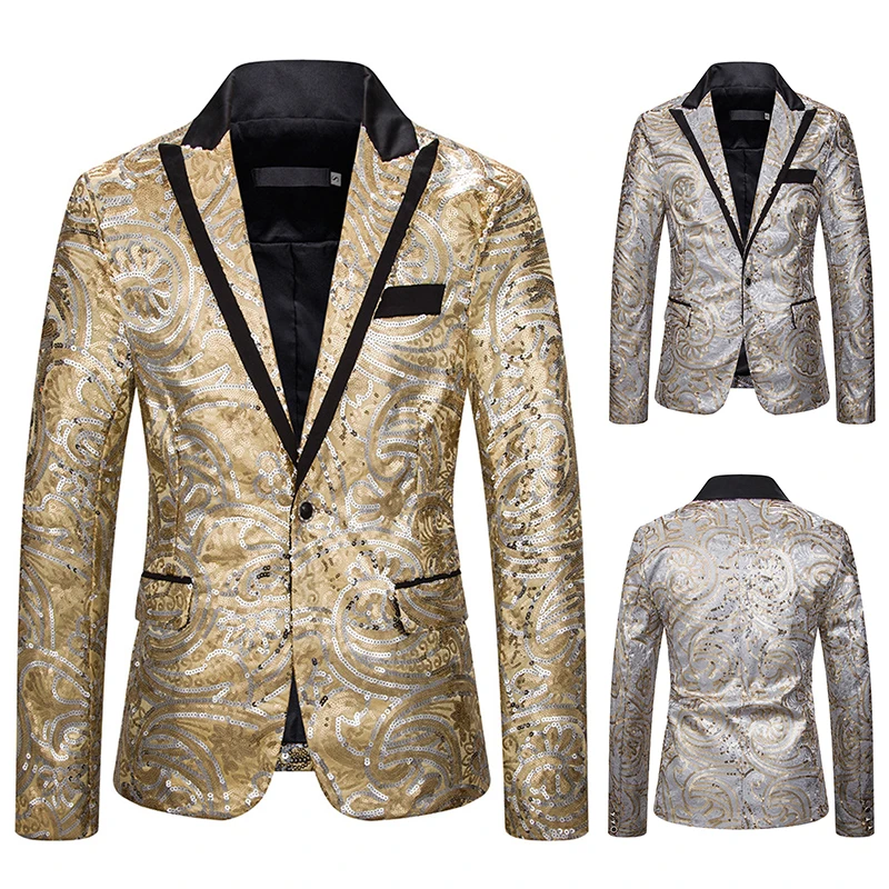 

High quality elegant British style simple sequins business fashion casual party groomsmen dress men's slim suit jacket