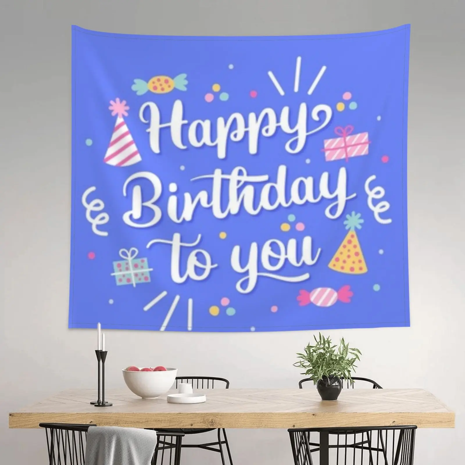 

Happy Birthday 60 x 51 inch Tapestry Birthday Decoration Hanging Birthday Decor