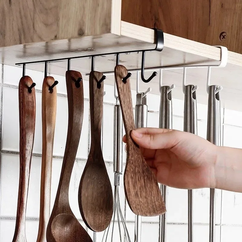 

Household Kitchen Storage Hangers Iron Cabinet Multi-functional Coset FInishing Rack Non-marking Nail-free Universal Hooks