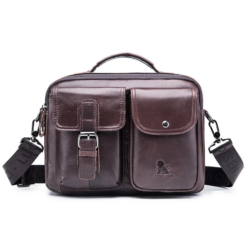 Vintage Cowhide Briefcase for Man Genuine Leather Handbag Shoulder Ipad Business Work Messenger Bolsas Crossbody Side Cross Bag