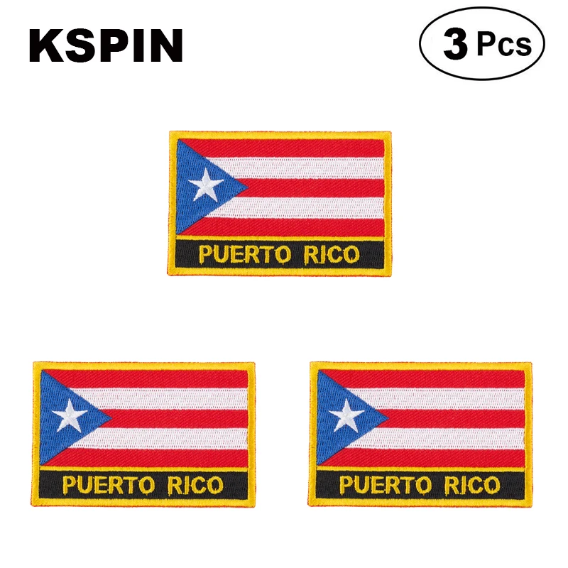

Puerto Rico Rectangular Shape Flag patches embroidered flag patches national flag patches for clothing DIY Decoration