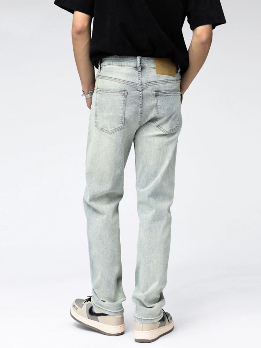 Four Seasons Men's Jeans Korean High Street Trend Straight Slim Pants Streetwear Men's Ins Hot Sale Y2k Men’s Jeans  Mens Pants