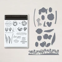 flower plant transparent clear stamp and dies scrapbooking craft rubber stamps art handmade gift stationery photo album decor
