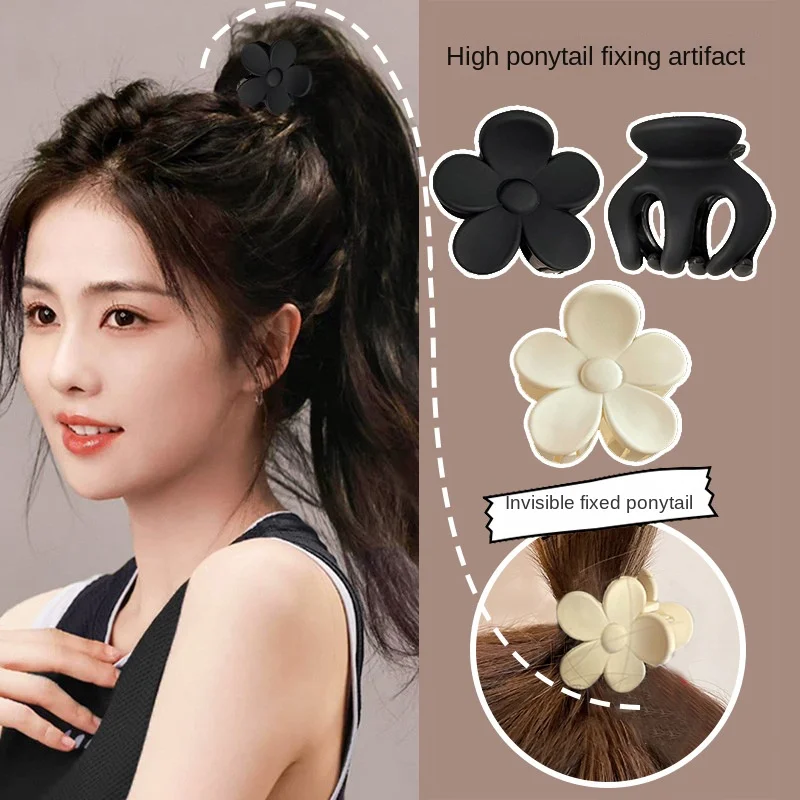 

Flower High Ponytail Fixed Clip Sweet Cute Hair Claw Invisible Ponytail Artifact Frosted Small Flower Women Hairpins Headdress