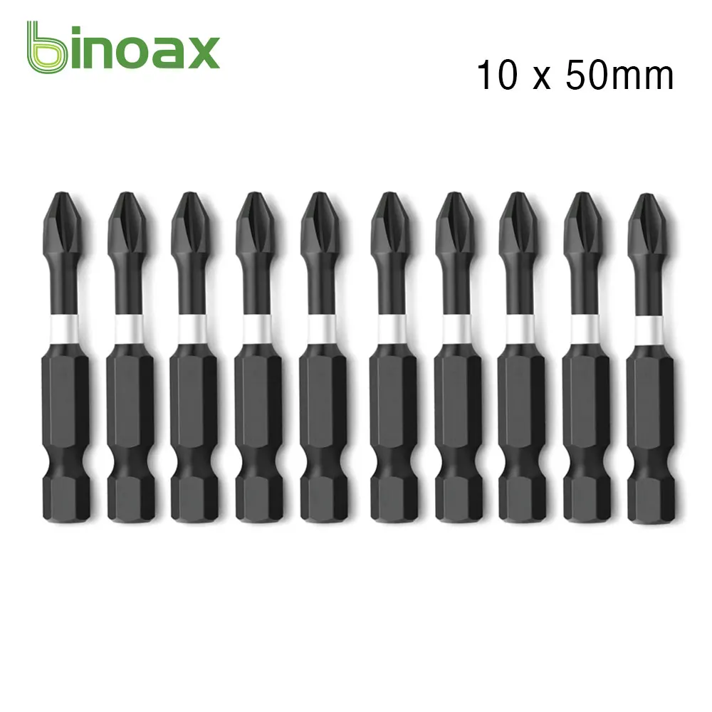 Binoax 2/5/10 шт. 50 мм PH2 S2 набор ударных электрических отверток Сильный магнитный крестообразный сверлильный наконечник Binoax 2/5/10 шт. 50 мм PH2 S2 набор ударных электрических отверток Сильный магнитный крестообразный сверлильный наконечник