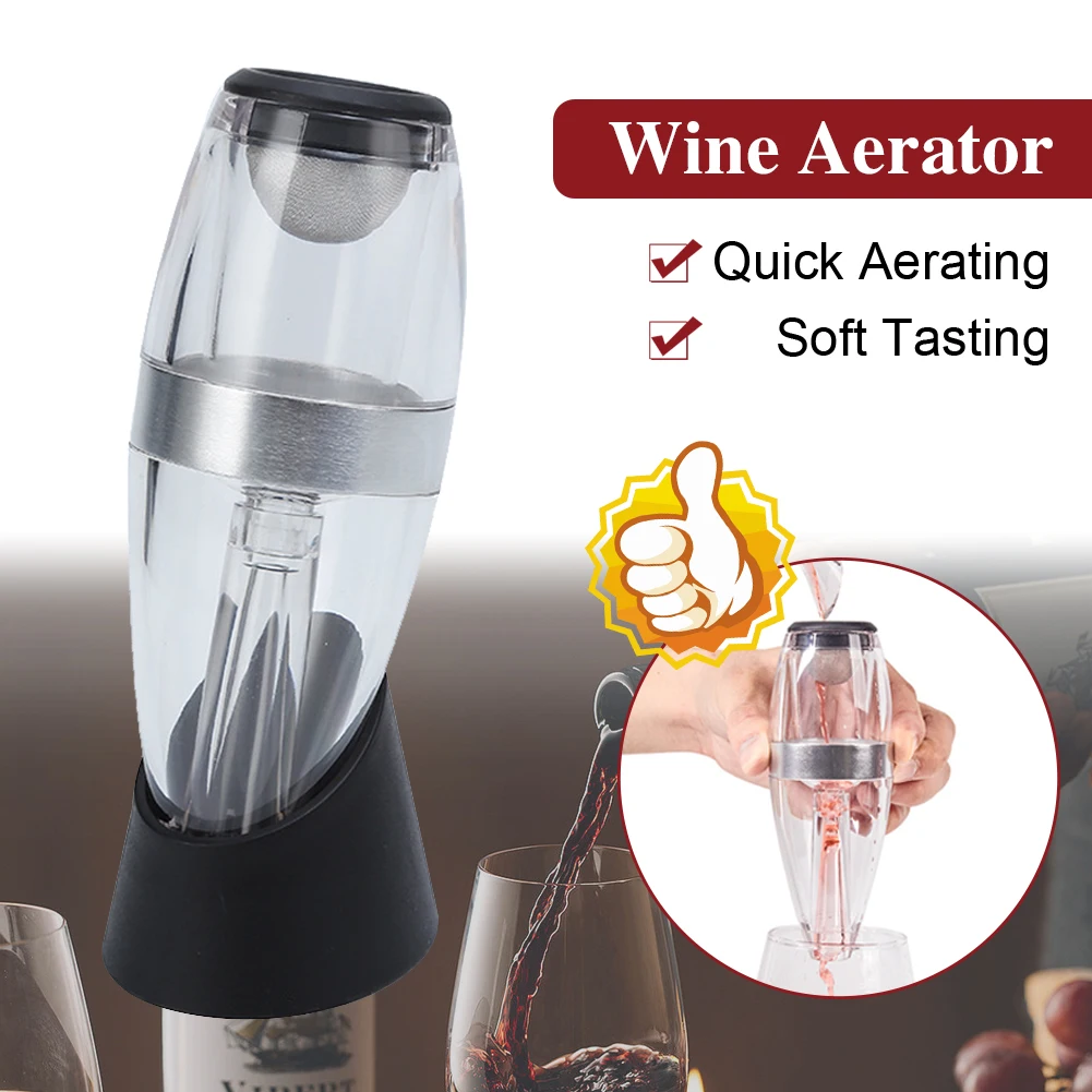 

1PCS Wine Aerator Pourer Filter Red Wine Decanter Spout With Stand Quick Aerating Wine Dispenser Wine Pourer Home Bar Tools
