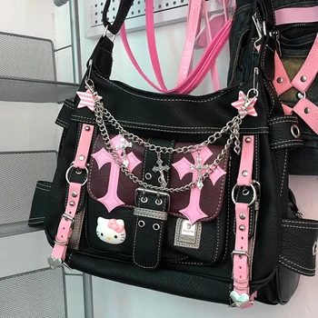 Hello Kitty Gothic Punk Crossbody Bag - Vintage Pink