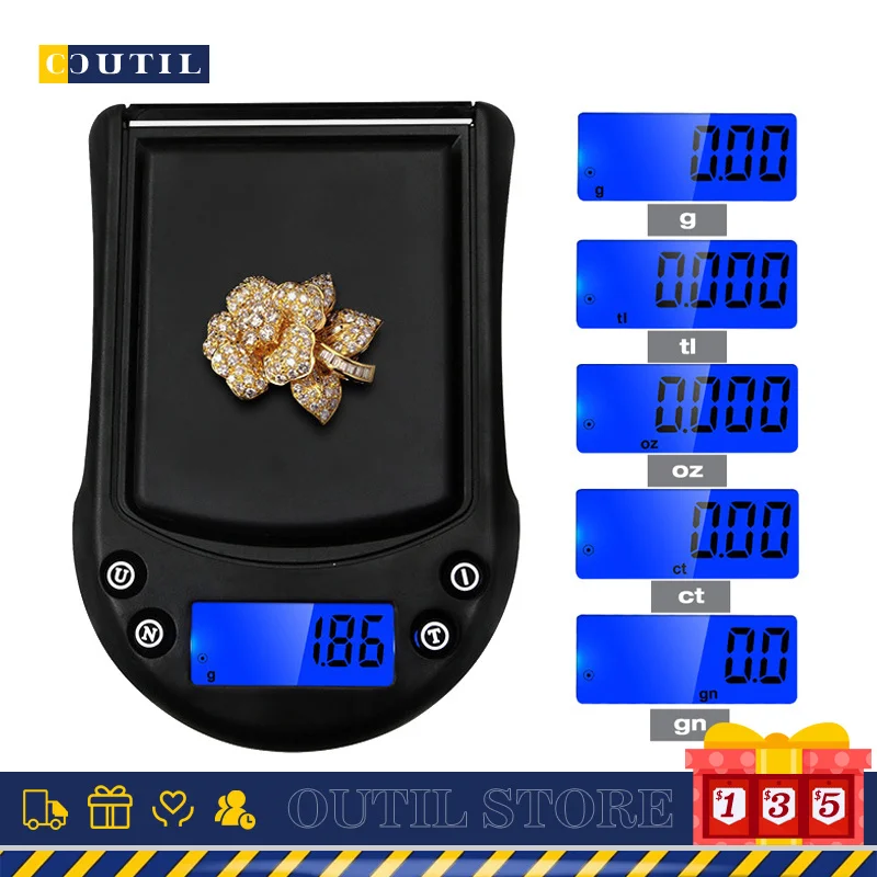 

Precise 200g X 0.01g Mini Jewelry Digital Scale Gold Balance Weight Gram LCD Pocket Weighting Electronic Kitchen Scales