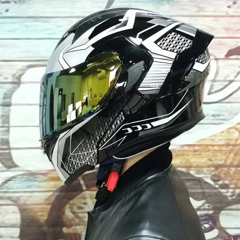 

Мотоциклетный шлем с откидной крышкой, модульный мотоциклетный шлем с двойными линзами и встроенным солнцезащитным козырьком, гоночный шл...
