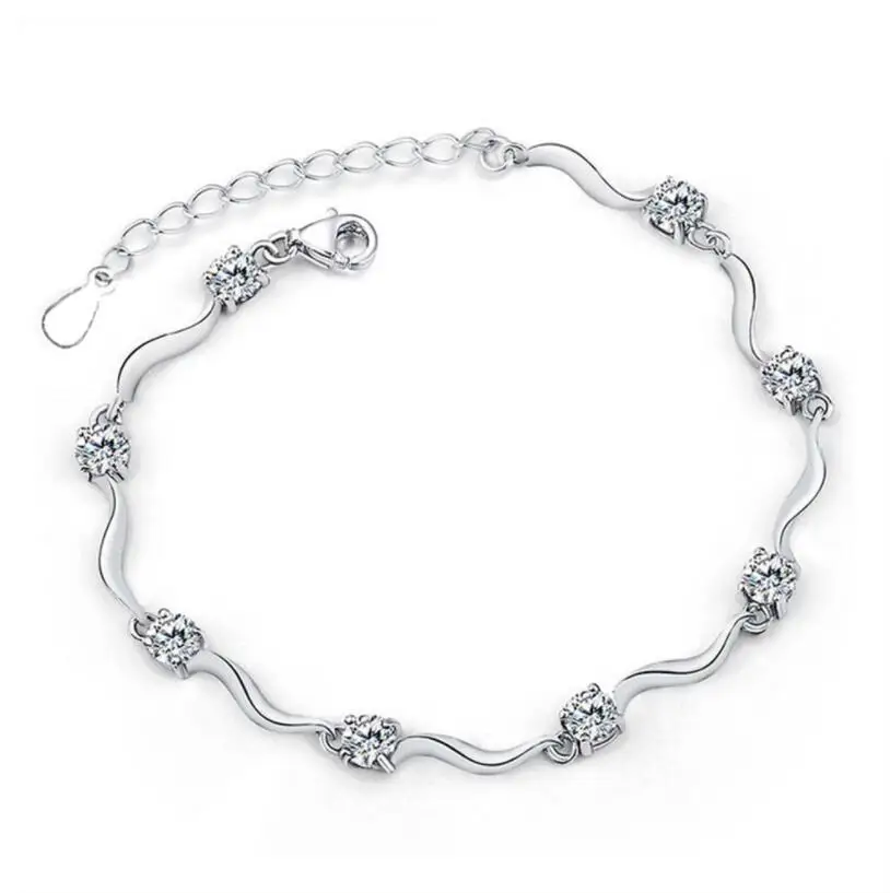 925 серебряный браслет для тенниса AAA CZ Bling Четыре Зубца кубический цирконий мужчин