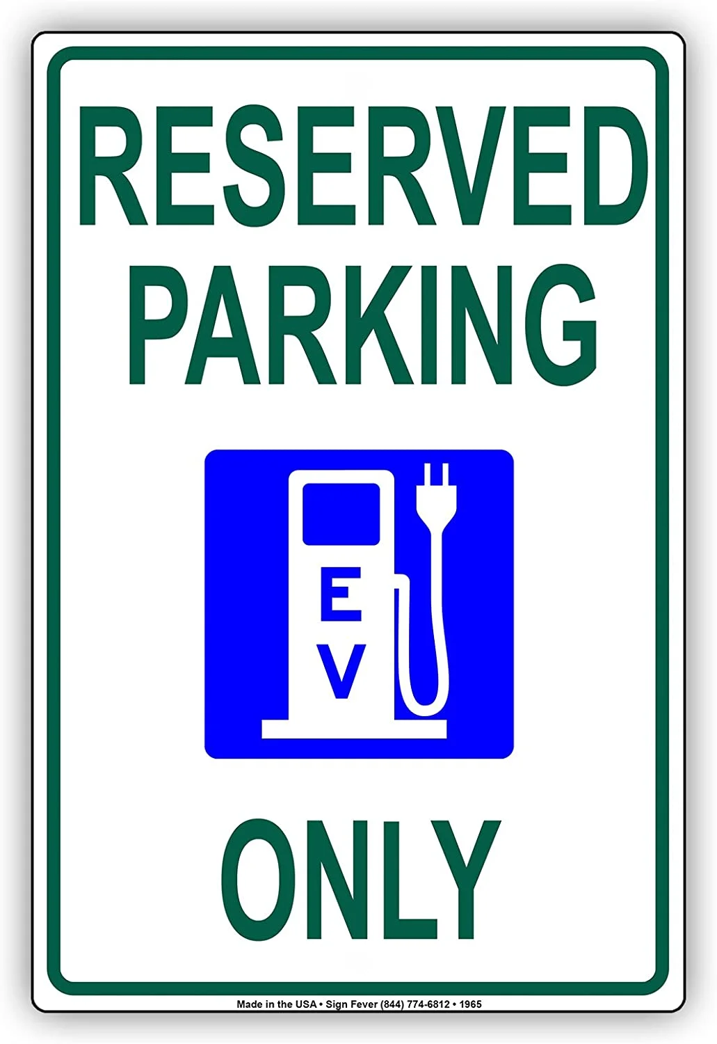 

Reserved Parking EV Electrical Vehicle Only Charging Station Aluminum Metal 8"x12" Sign Plate