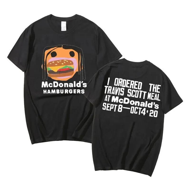 

Hip Hop Rapper Cactus Jack Men Women T-shirts Travis Scott T Shirt Mcdonalds Ham Bu Rg Ers Graffiti Artistic Sense Print Tees