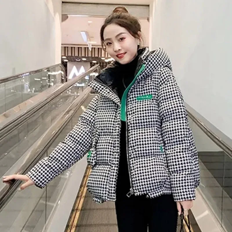 2024 Женские клетчатые парки с хлопковой подкладкой тысяча птиц женское теплое