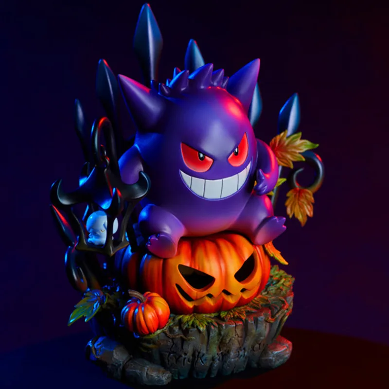 

Pokemon Gengar Bulbasaur Pumpkin Lamp Halloween With Light Anime Figure Resin Hallows Day Garden Decoration Statue Children Gift