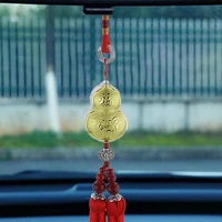 lucky chinese style gold foil gourd safety car rearview mirror wall hanging pendant