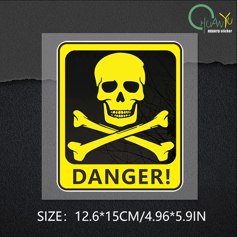 

Автомобильная наклейка, знак опасности с черепом, символ, водонепроницаемая виниловая наклейка, автомобильные аксессуары