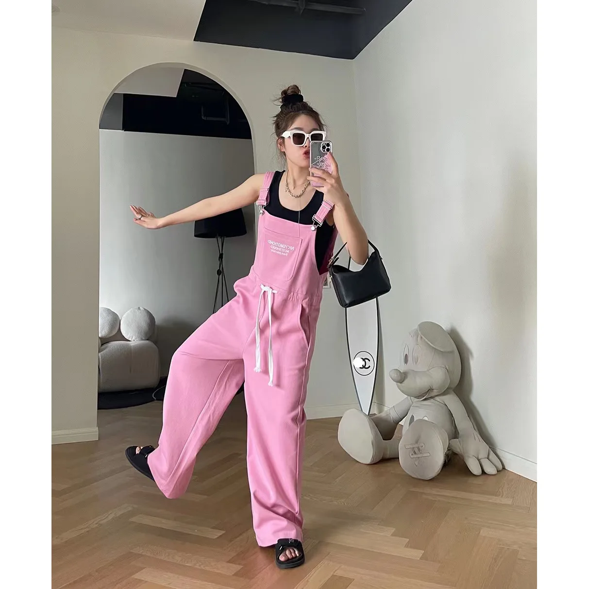 

Комбинезон в винтажном стиле Женский, свободный хлопковый комбинезон с контрастными брюками, Y2k, Летний комбинезон