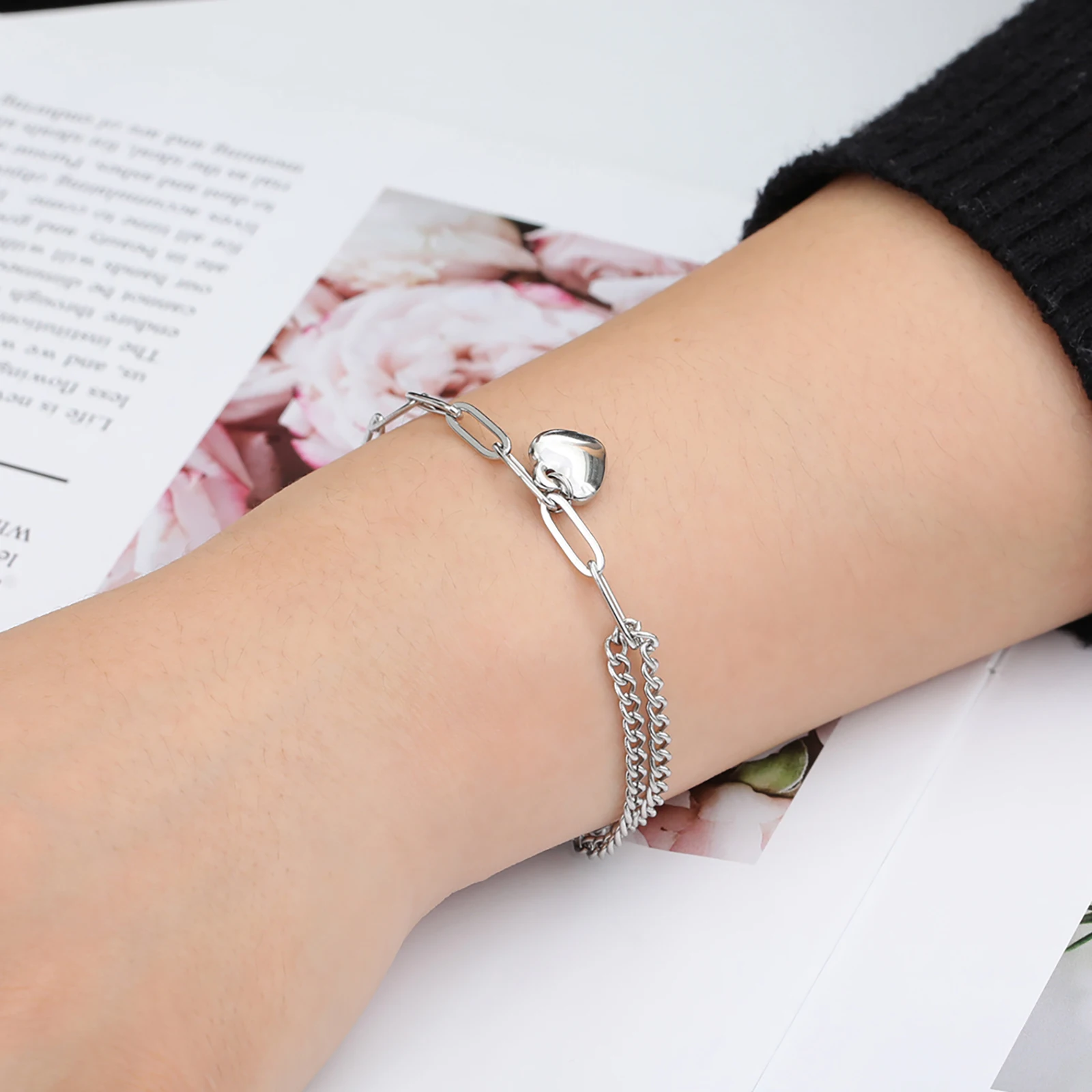 Звезда Сердце Ключ Морская звезда Шарм Браслет Женщины Нержавеющей Стали