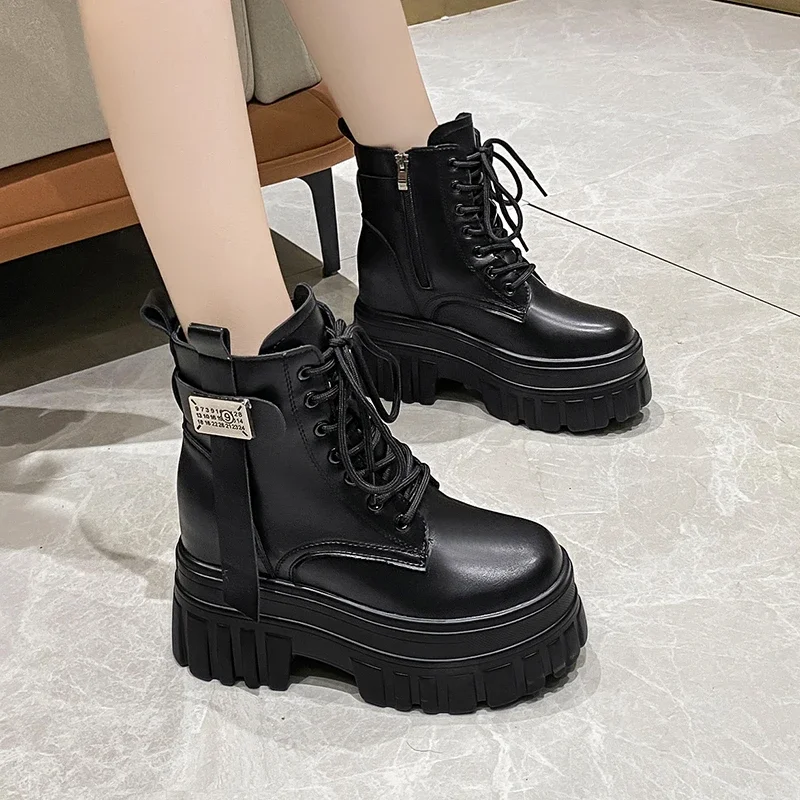 Ботинки женские на толстом каблуке размер 35 - 43 цвет черный/коричневый