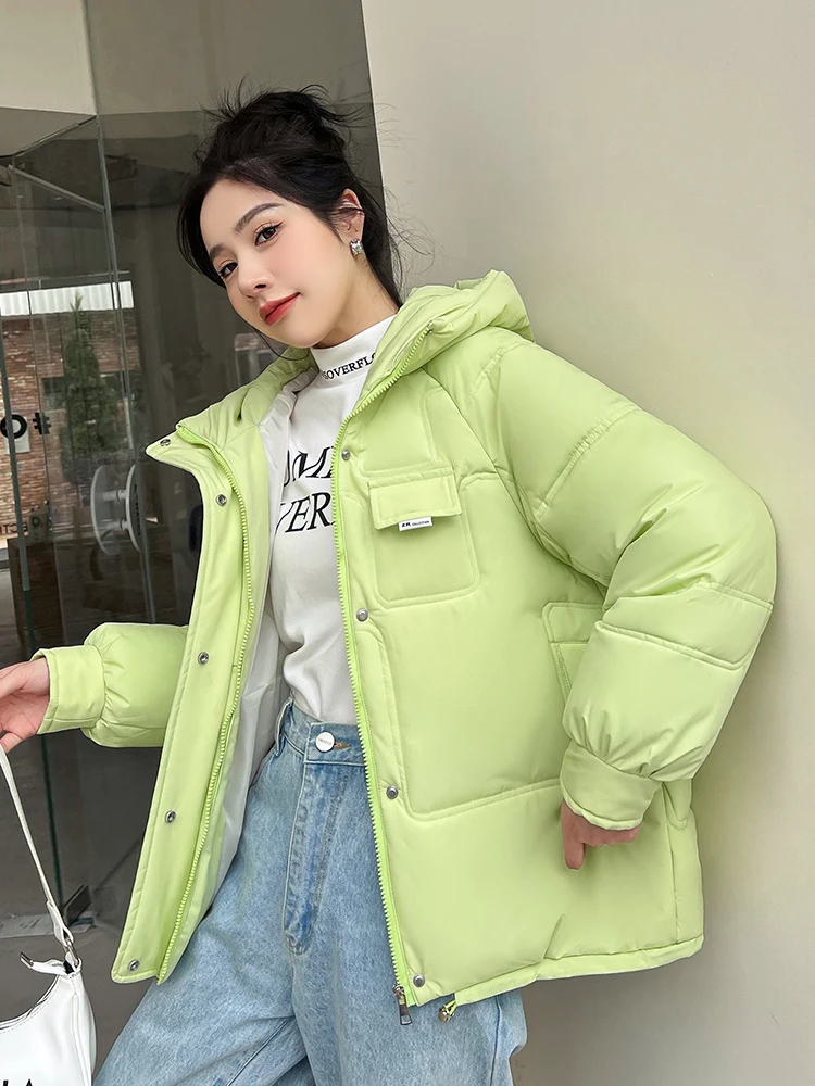 New Winter Puffer Jacket Women Fashion Loose Multiple Pockets Thick Woman Parkas Hooded Bubble Coats enlarge