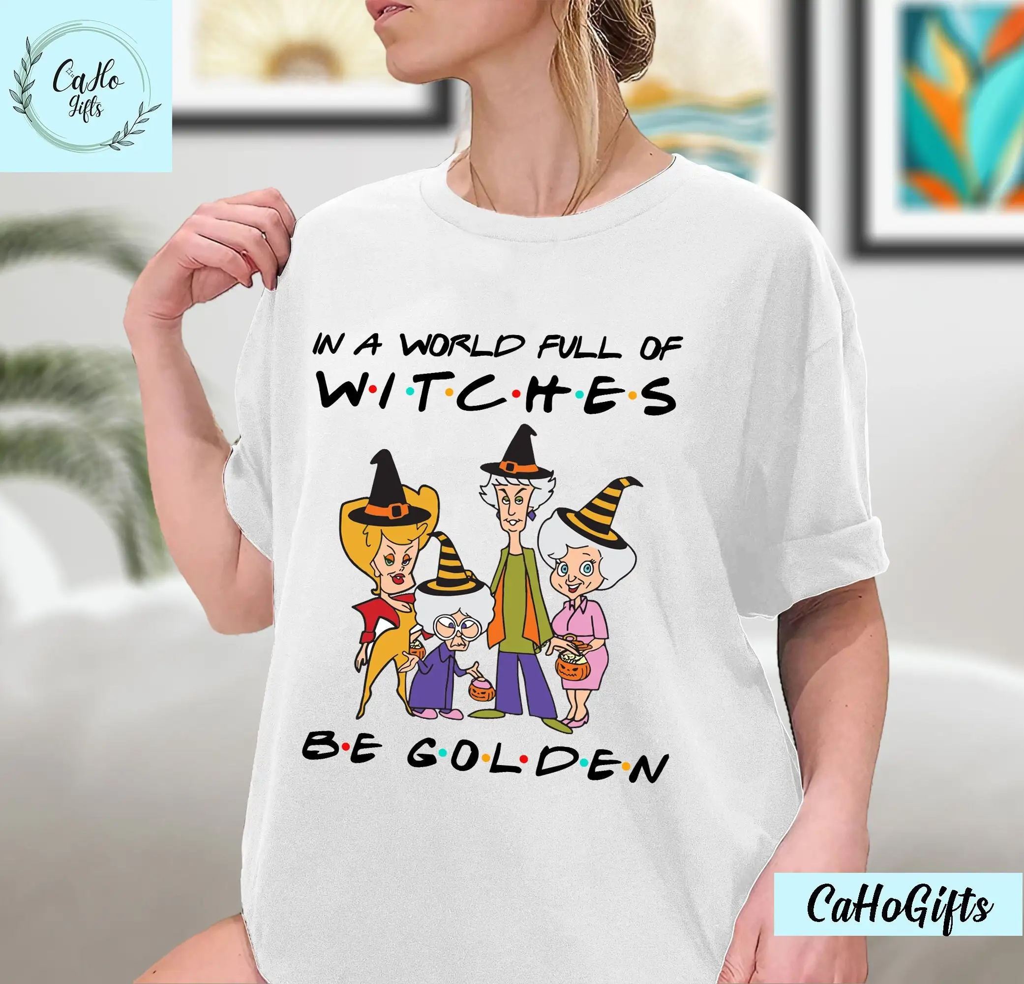Футболка In A World Full Of Witches Be Golden забавная футболка на Хэллоуин пот для девочек