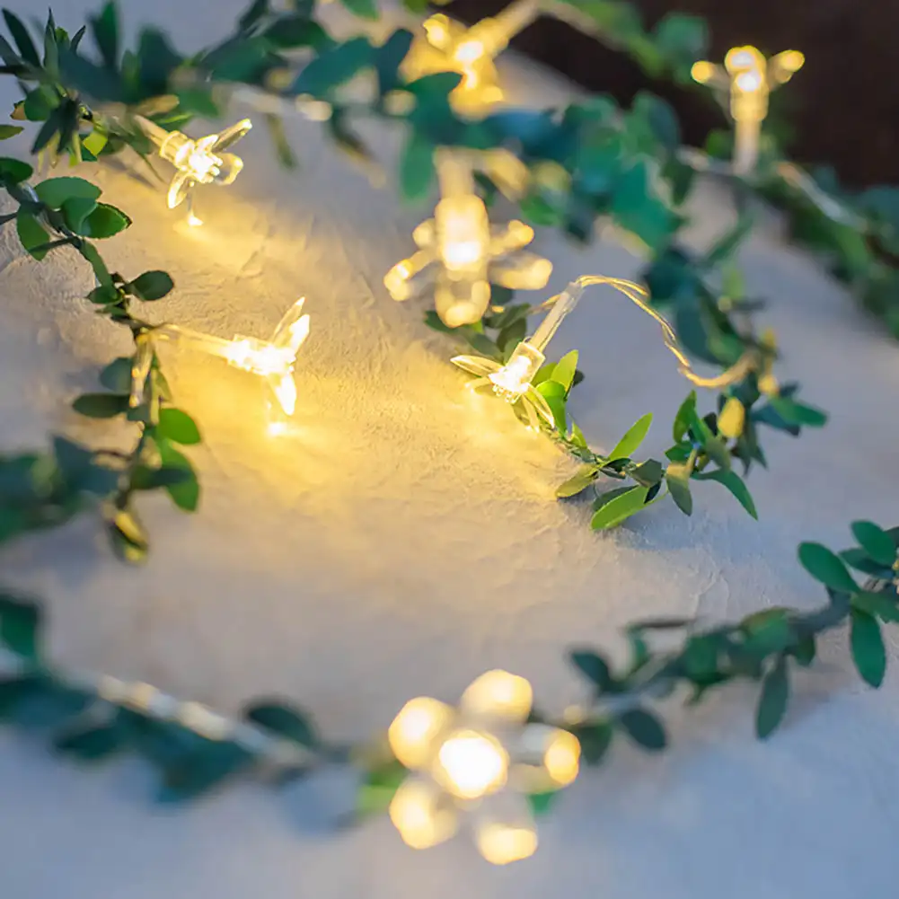 

Garland Leaves Fairy Christmas Wedding Party Table Decor Light Cherry Blossom String Light USB Vine String Light