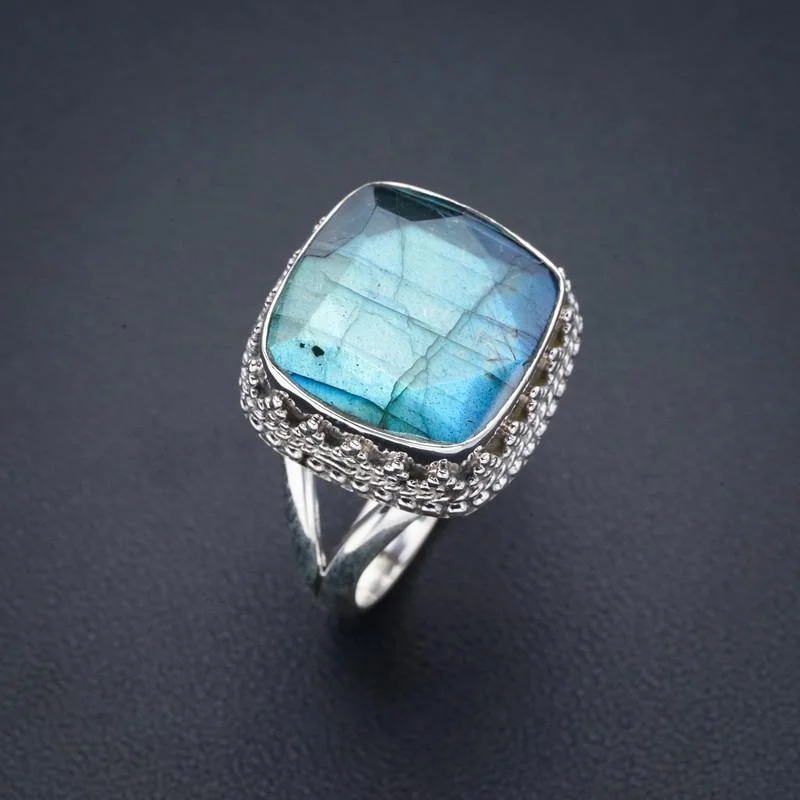 

StarGems Natural Labradorite Handmade 925 Sterling Silver Ring 8.25 F0145