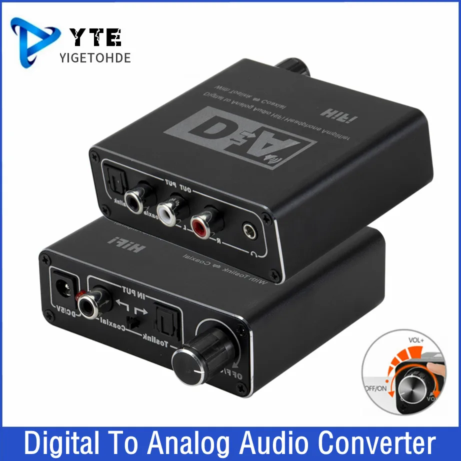 

HIFI DAC Amp Digital To Analog Audio Converter Decoder 3.5mm AUX RCA Amplifier Adapter Toslink Optical Coaxial Output DAC 24bit
