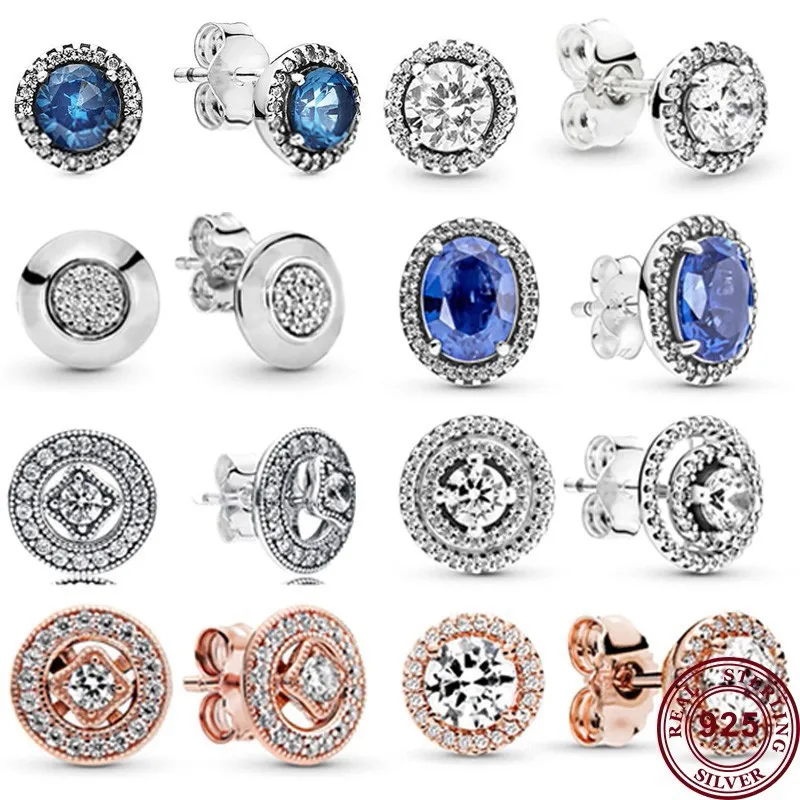 

New Hot 925 Silver Retro Love Heart Round Zircon Women's Earrings Women's Wedding Gifts High Quality Fashion Charm Jewelry