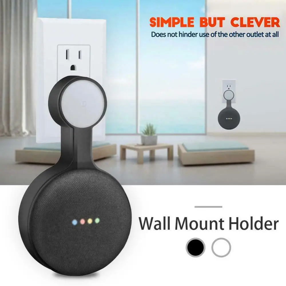 

Outlet Wall Mount Holder For Google Home Mini Audio Voice Assistant US Plug In Bedroom Bathroom Kitchen Study Audio Mount Holder