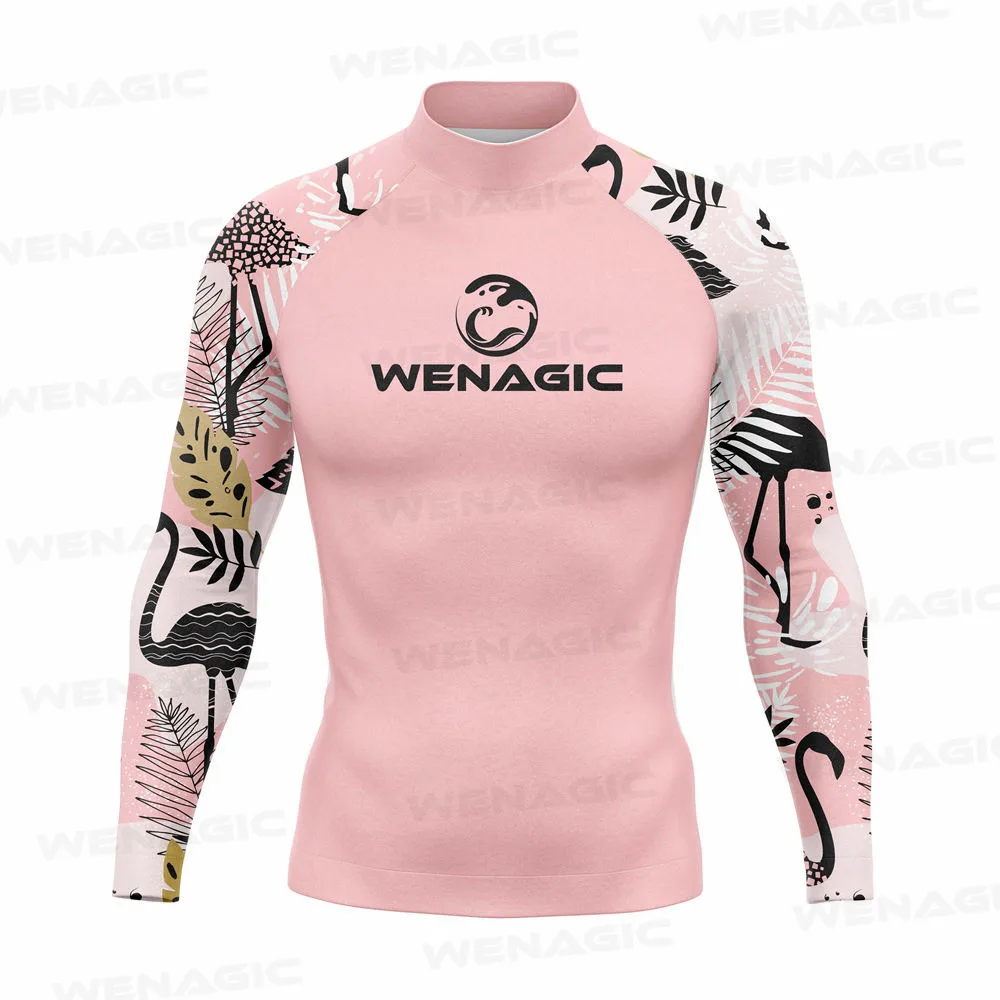 New Surfing Swimming Diving T-Shirts Tight Long Sleeve Rash Guard Swimwear Men UV Protection Surf Clothing Beach Floatsuit Top