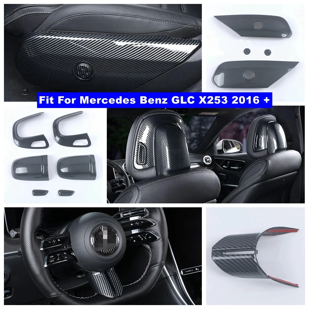 

Pillow Headrest Steering Wheel Seat Adjustment Panel Cover Trim For Benz C Class W206 Sedan 2022 ABS Carbon Fiber Accessories
