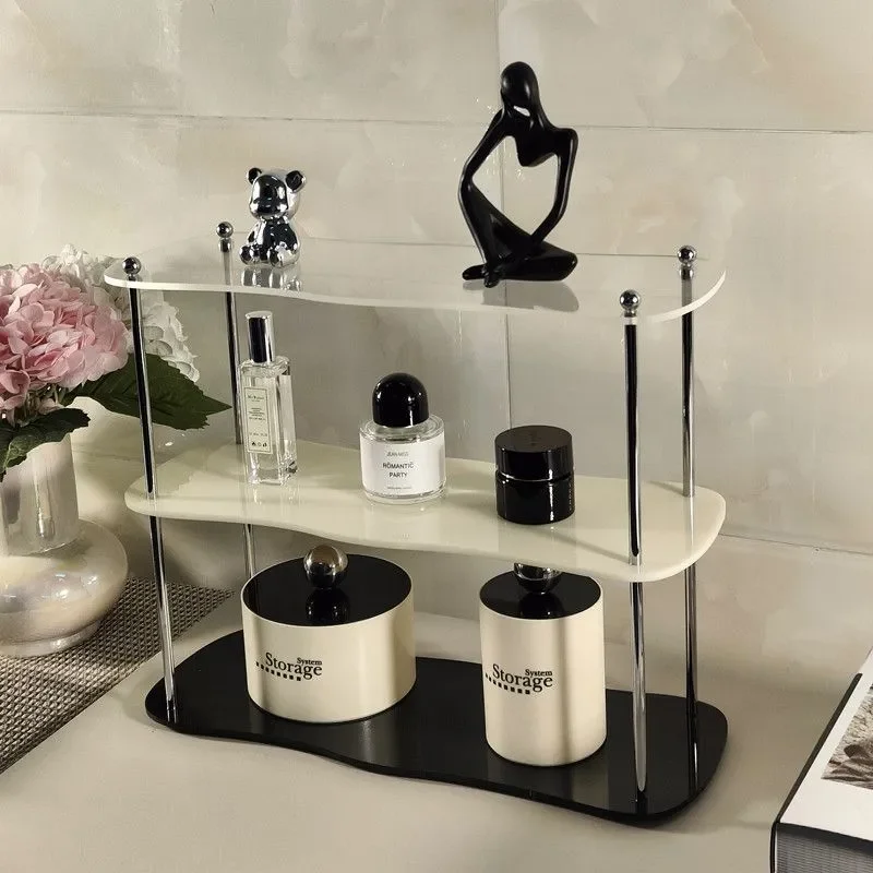 

Desk Wave Shelf Perfume Home Organization Storage Level Modern Layer Acrylic Three High Shelf Table Irregular Organiser And