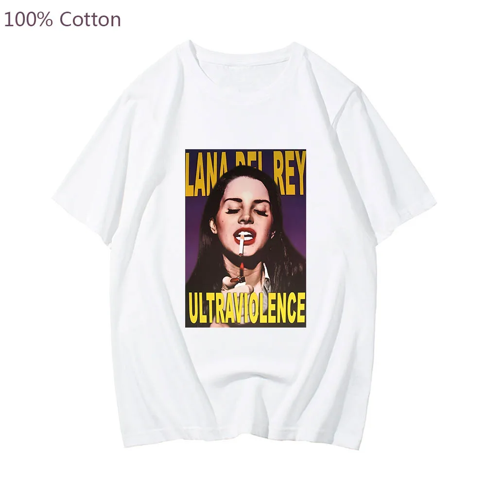 

Lana Del Rey Heavy Mental Anime T-shirts Cute Manga Tshirt 100% Cotton Cartoon Men/women Tee-shirt Short Sleeve Fashion T Shirt