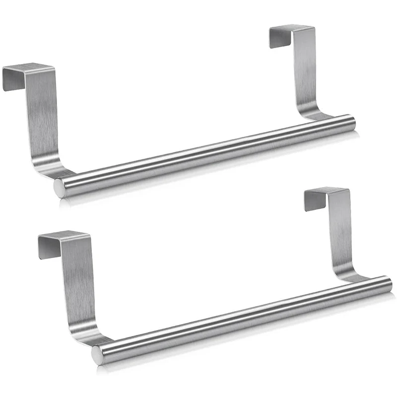 

Stainless Steel Over Door Towel Rack Bar Holders For Universal Fit On Cabinet Cupboard Doors Pack Of 2