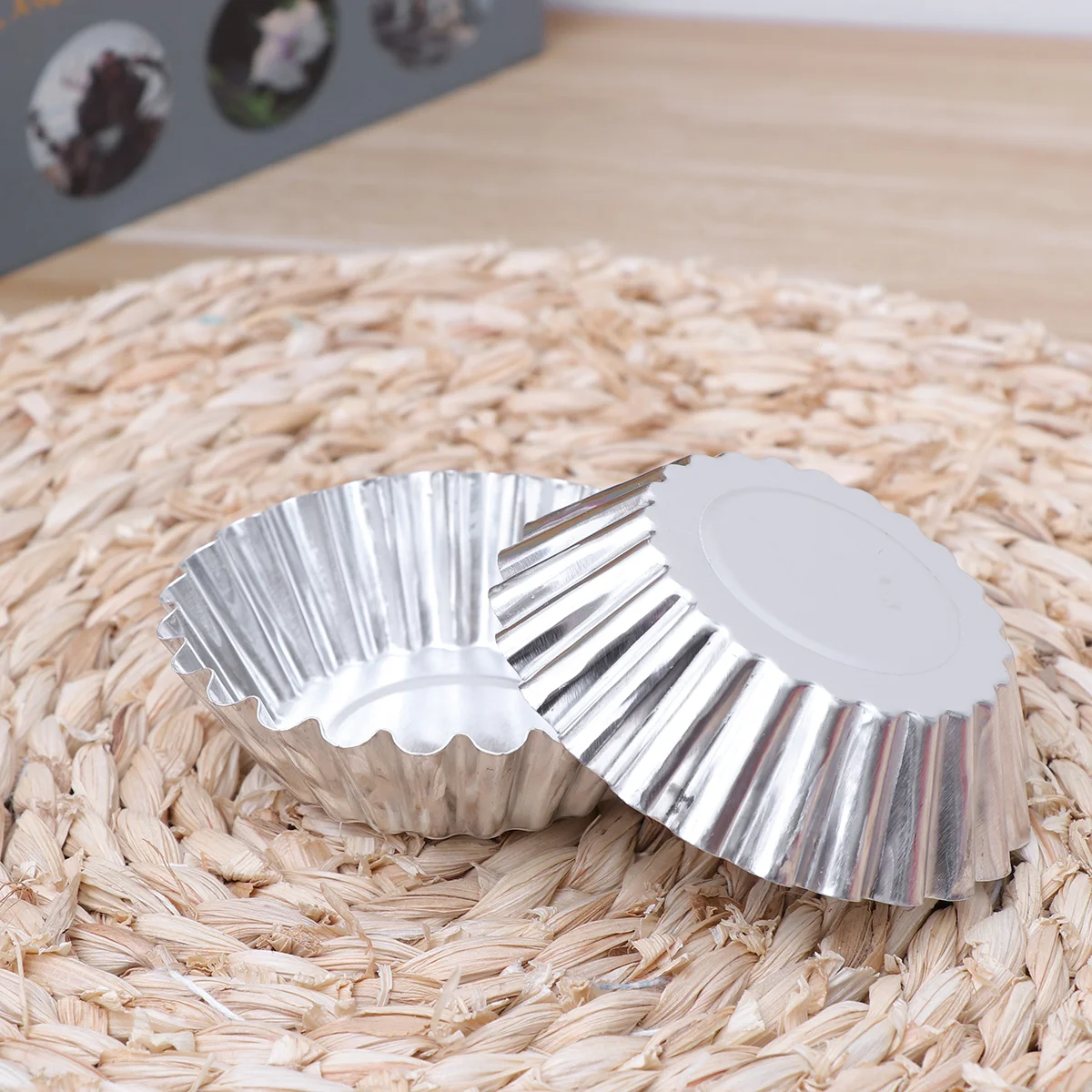 

10 Pcs Round Griddle Flower Tart Pans Egg Tart Mold Egg Tart Pan Baking Cake Tray Nonstick Bakeware Egg Tart Mould